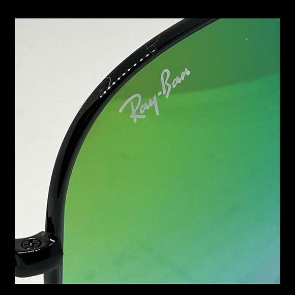 Ray-Ban RB3025 002/4J Black Aviator Green Gradient Mirrored 55mm Sunglasses - Picture 4 of 12